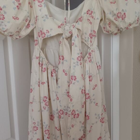 WAYF Whisper Pink Floral Midi Dress M NWT Cottagecore - Picture 5 of 13
